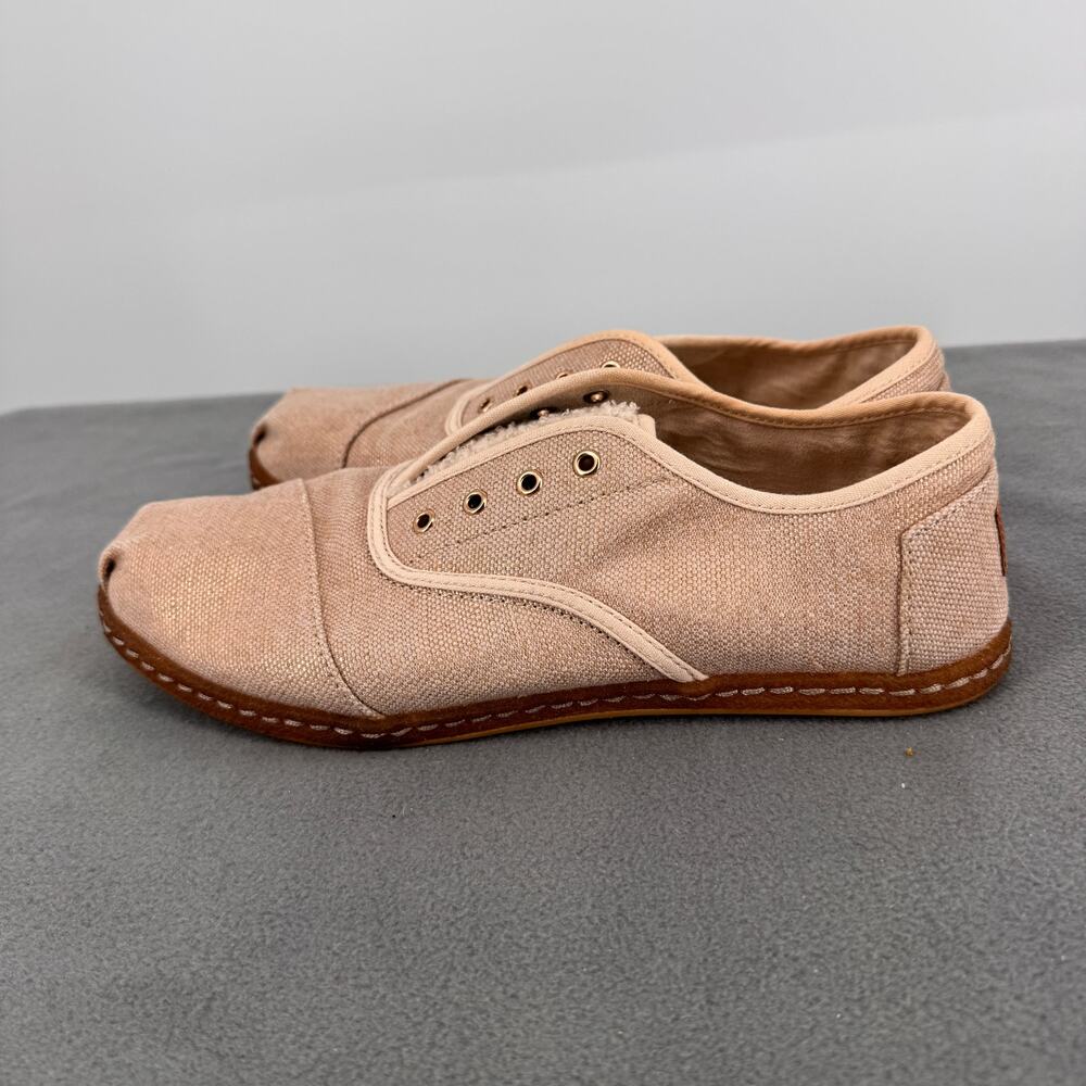 Toms Cordones Casual Shoes Slip On Hemp Canvas Sneakers Laceless‎ Gold Womens 10
